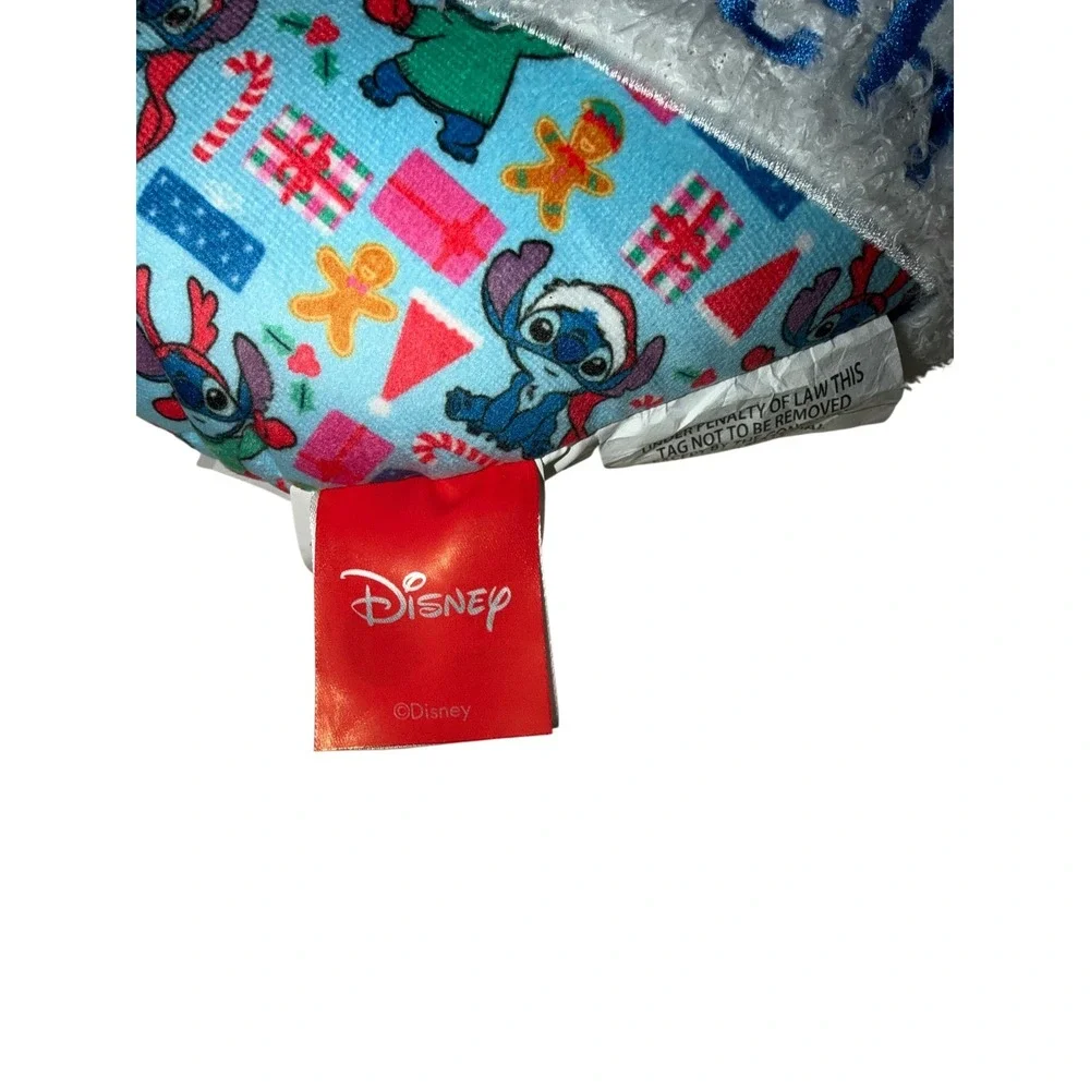 Disney Stitch Christmas‎ Candy Cane Plush Decorative Pillow Holiday Blue New